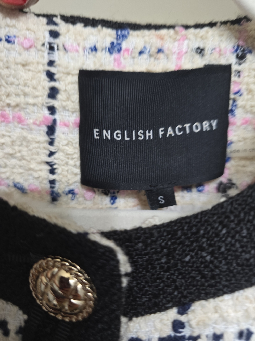 NWT English Factory Tweed Blazer Jacket With Gold Buttons - Picture 8 of 16
